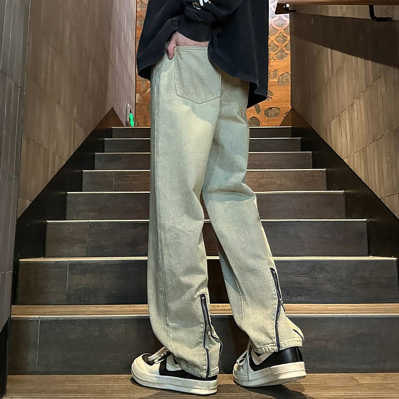 Jeans casual con cerniera sul fondo da uomo - Jeans uomo ATREND