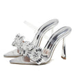 Sandali con doppia fascia trasparente e fiori da donna - Sandali donna ATREND