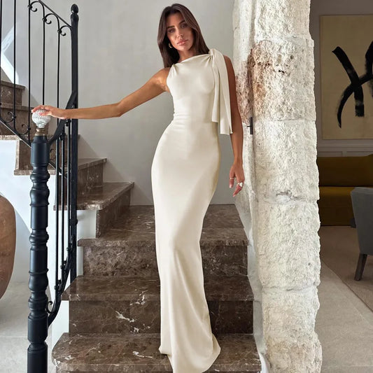 Abito lungo elegante asimmetrico da donna - Abbigliamento Abiti ATREND