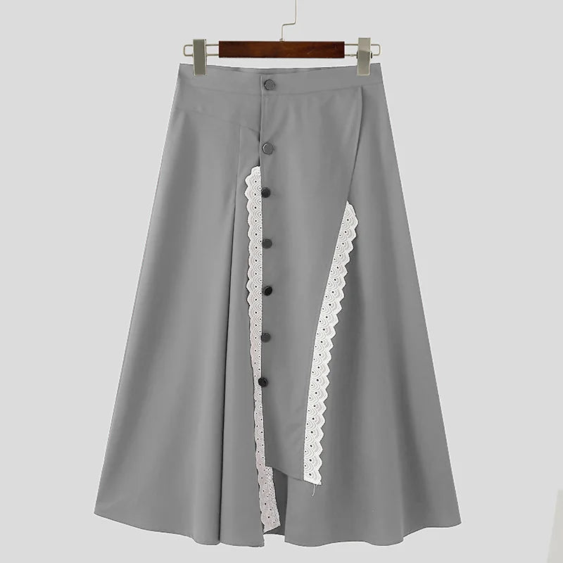 Pantaloni patchwork con spacco laterale in pizzo da uomo - Pantaloni uomo ATREND