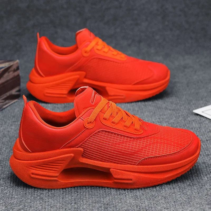 Sneakers casual patchwork in pelle PU mesh con lacci da uomo