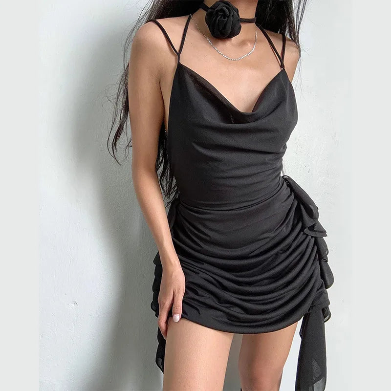 Minio abito casual con code drappeggiate da donna - Abbigliamento Abiti ATREND