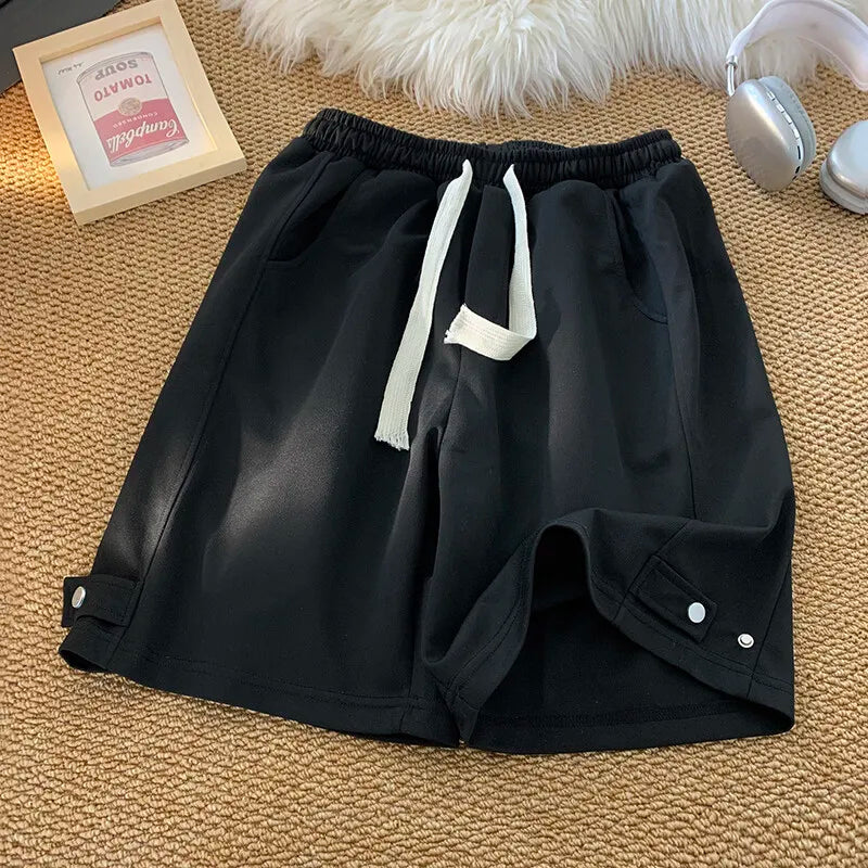 Pantaloncini casual con fascia elastica e lacci da uomo - Pantaloncini uomo ATREND