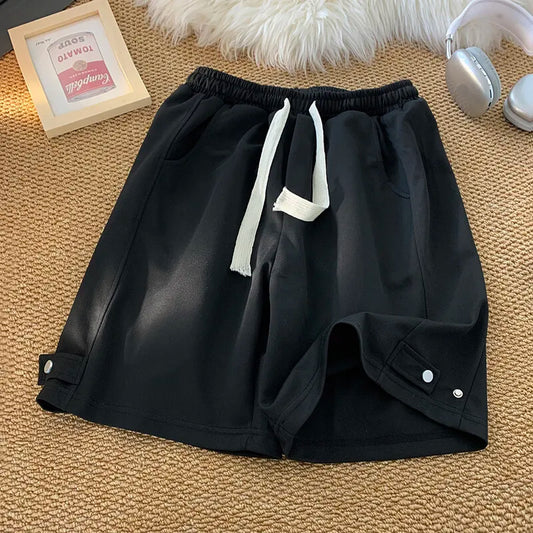 Pantaloncini casual con fascia elastica e lacci da uomo - Pantaloncini uomo ATREND
