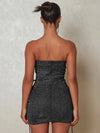 Set coordinato body a fascia e minigonna con coulisse da donna