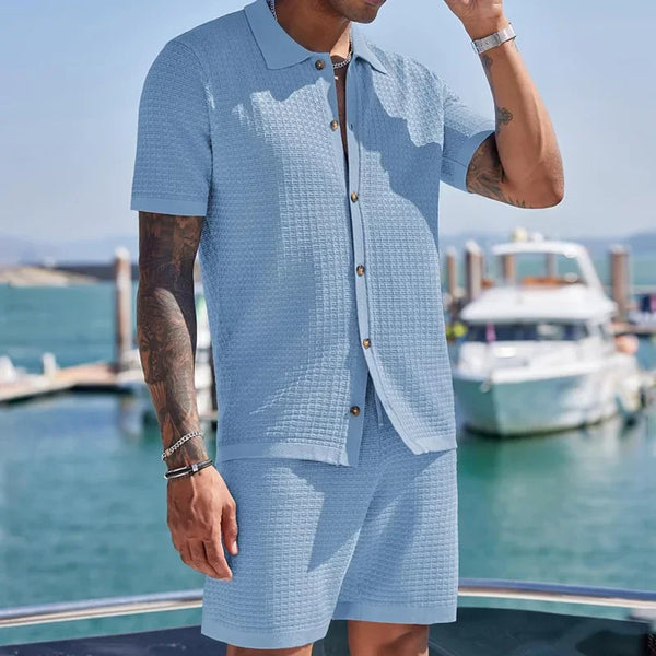 Set coordinato scozzese camicia maniche corte e pantaloncini da uomo