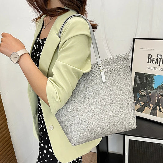 Borsa a spalla casual in paglia da donna - Borsa a spalla ATREND