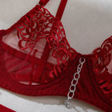 Women's Lingerie Bra Thong Garter Belt With Chain
