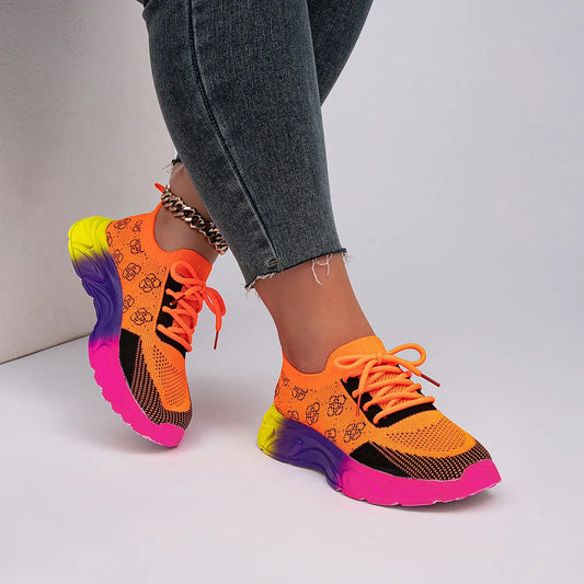 Sneakers casual in cotone con para multicolor con lacci da donna - Sneakers donna ATREND