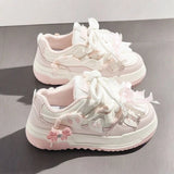 Sneakers outdoor con lacci in cotone e fiocco da donna
