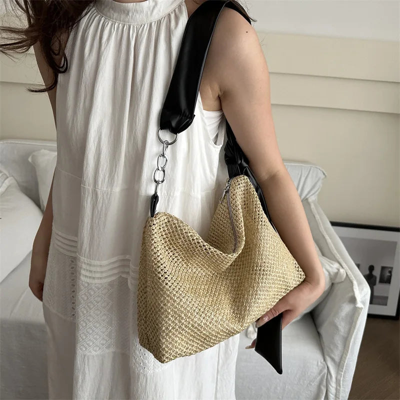 Borsa a tracolla casual con cinturino regolabile in pelle PU e catena da donna - Borsa a tracolla ATREND