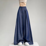 Women's Summer Soft Loose Jeans Slim High Waist Korean Style Fall Silk Wide Leg Pants Fashion Oversized Female Ladies Clothes