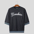 T-shirt casual a righe con bordo a contrasto e lettere da uomo - T-shirt uomo ATREND