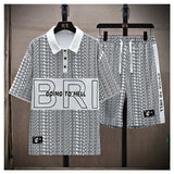 Set coordinato sportivo t-shirt e pantaloncini con stampa a lettere da uomo - Set coordinato uomo ATREND