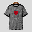 T-shirt casual a rete trasparente con cuore da uomo - Pantaloni uomo ATREND