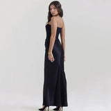 Abito lungo casual in raso senza maniche da donna - Abbigliamento Abiti ATREND