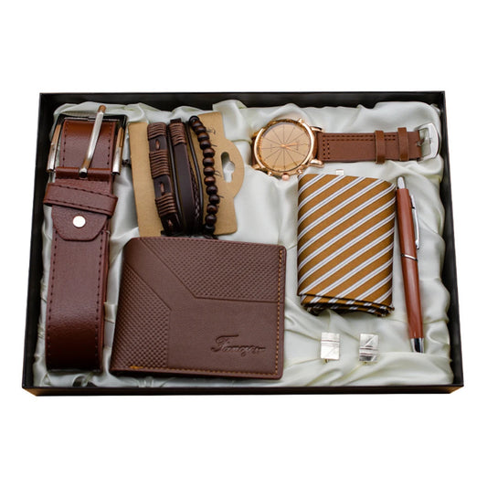 Set idea regalo con cintura portafoglio foular penna orologio un paio di gemelli e braccialetti da uomo - Idea regalo uomo ATREND