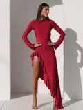 Women's Long Sleeve Irregular Side Slit Maxi Dress