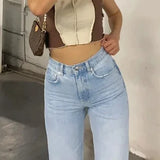 Jenas casual strappati con gamba larga da donna - Jeans donna ATREND