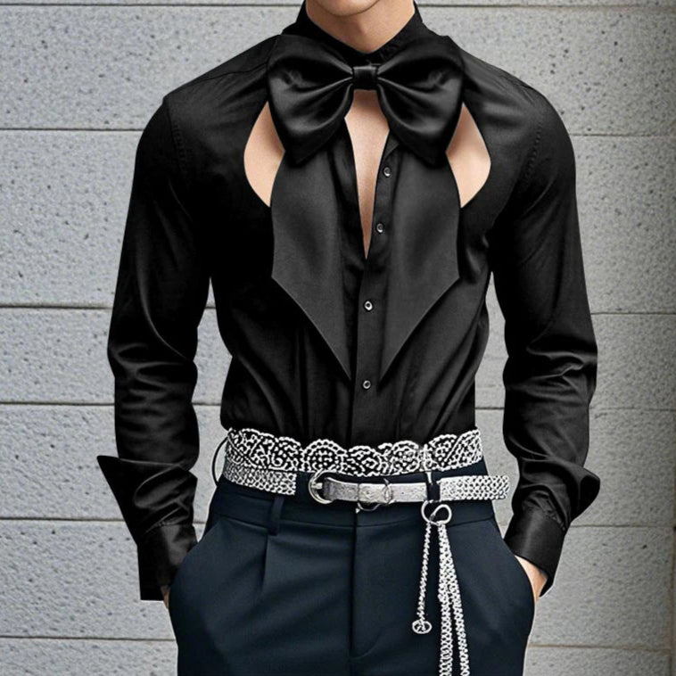Camicia con chiusura a fiocco frontale da uomo - Pantaloni uomo ATREND