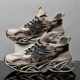 Sneakers chunky patchwork casual con suola geometrica da uomo