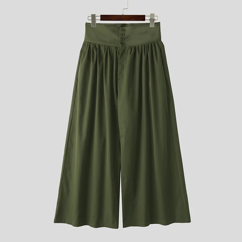 Pantaloni casual con fascia alta e bottoni da uomo - Pantaloni uomo ATREND