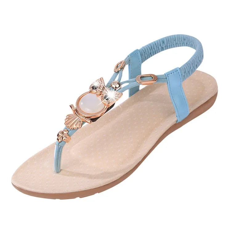 Sandali infradito casual con pietre e cinturino elastico da donna - Sandali donna ATREND