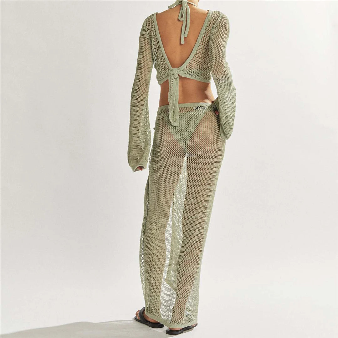 Traje de baño de malla transparente para mujer