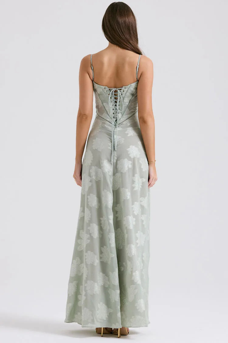Abito lungo floreale in pizzo da donna - Abbigliamento Abiti ATREND