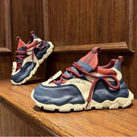 Sneakers chunky casual con suola morbida in pelle PU da uomo