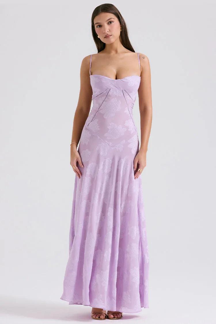 Abito lungo floreale in pizzo da donna - Abbigliamento Abiti ATREND