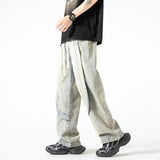 Jeans casual streetwears con gamba larga e chiusura a lacci da uomo - Jeans uomo ATREND
