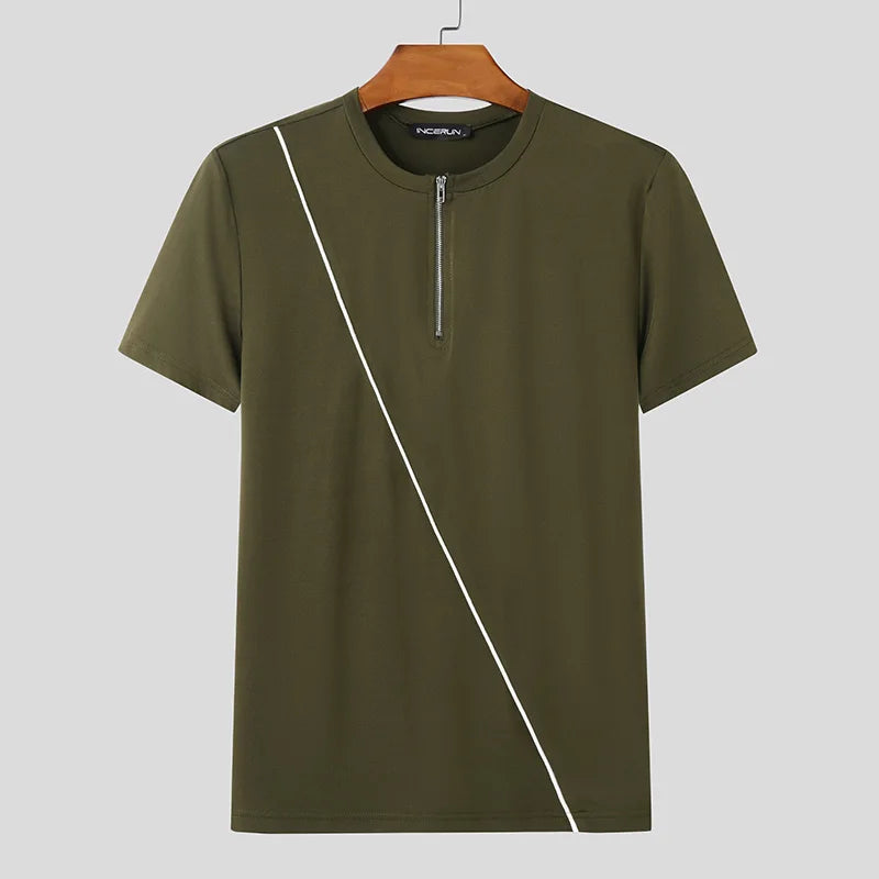 T-shirt casual con cerniera da uomo - Pantaloni uomo ATREND