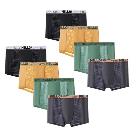 8 Pieces Men's Elastic Band Casual Boxer Shorts