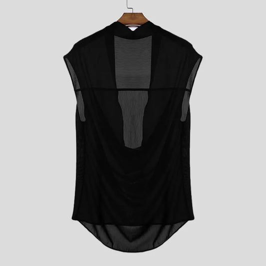 T-shirt casual patchwork trasparente da uomo - T-shirt uomo ATREND