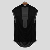 T-shirt casual patchwork trasparente da uomo - T-shirt uomo ATREND