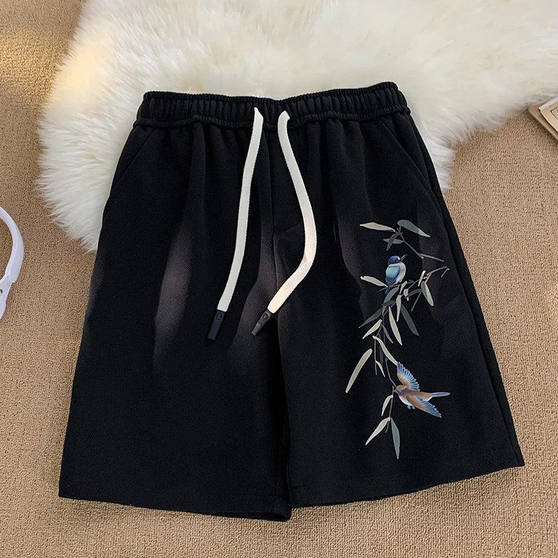 Pantaloncini casual con stampa grafica e fascia elastica da uomo - Pantaloncini uomo ATREND