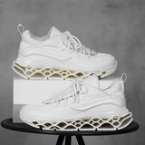 Sneakers chunky patchwork casual con suola geometrica da uomo
