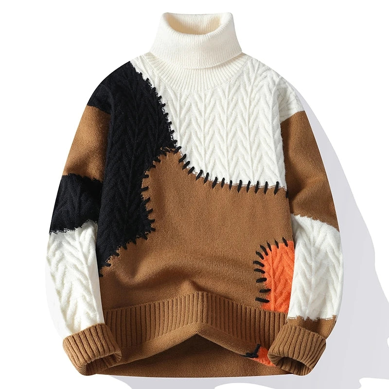 Pullover casual geometrico bicolor da uomo - Pullover uomo ATREND