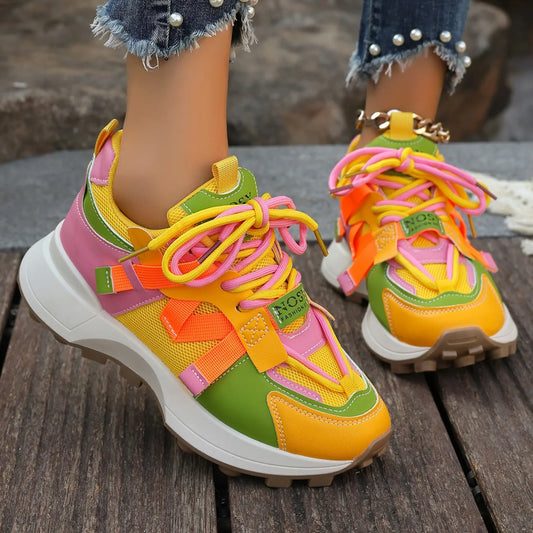 Sneakers casual bicolor mesh con lacci da donna - Sneakers donna ATREND