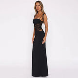 Abito lungo patchwork a body con pizzo da donna - Abbigliamento Abiti ATREND