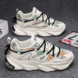 Sneakers chunky casual in pelle microfibra traspirante da uomo