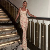 Vestido largo floral sin mangas para mujer
