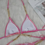 Bikini due pezzi reggiseno e mutande con catena da donna