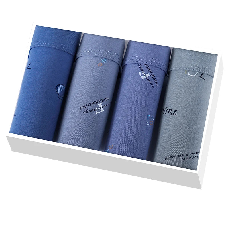 Boxer casual 4 pezzi in cotone elastici con stampa in lettere da uomo - Boxer uomo ATREND