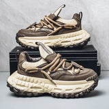 Sneakers chunky in pelle microfibra da uomo