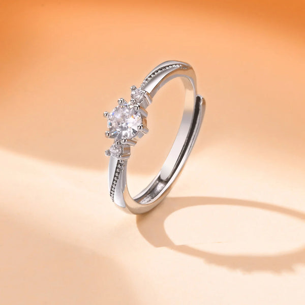 Anello solitario con pietra e brillantini da donna