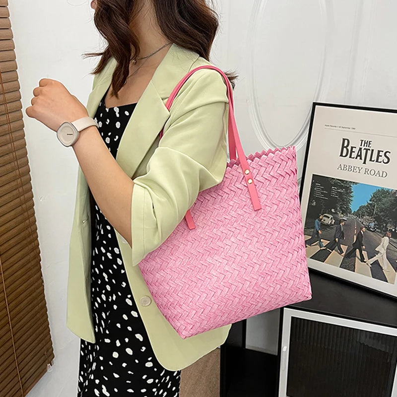 Borsa a spalla casual in paglia da donna - Borsa a spalla ATREND