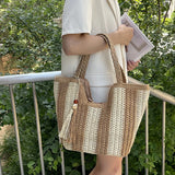 Borsa a mano a righe in cotone da donna - Borse a mano ATREND