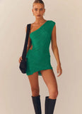 Mini abito casual mono spalla scavato da donna - Abbigliamento Abiti ATREND
